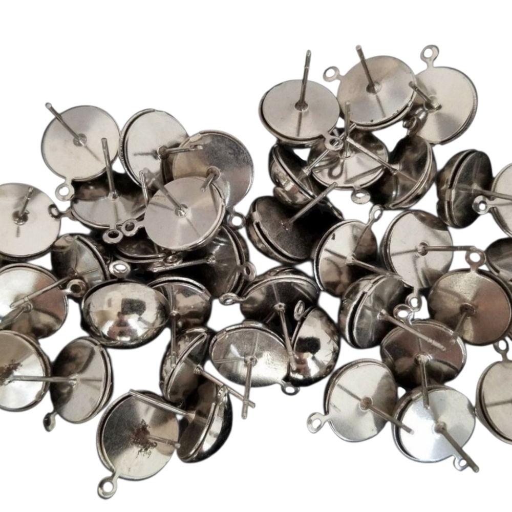 40 EAR DROPS Silver color Round Stud LOT Earring Jewelry Making DIY New